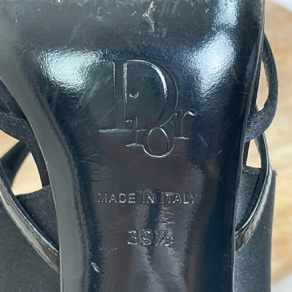 DIOR by JOHN GALLIANO Black Leather& Satin Multistrap Pointed Toe Heels - Picture 10 of 16